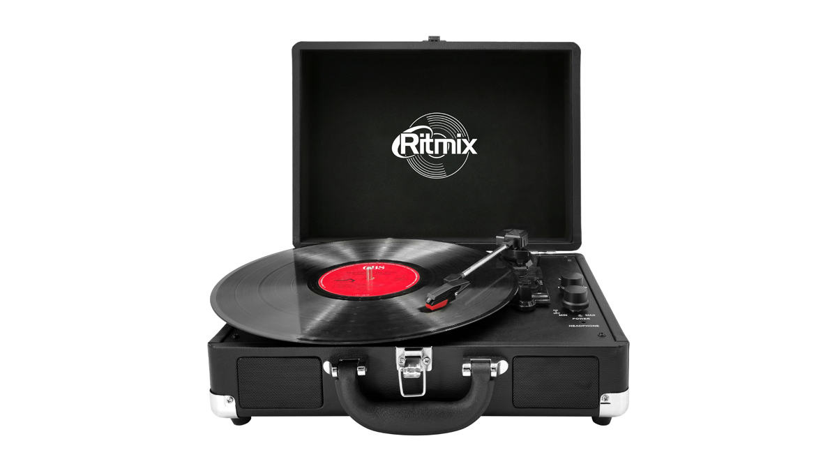 Виниловый проигрыватель RITMIX LP-120B Black, 3 скорости; Функция автостоп; Bluetooth; 3.5mm AUX IN