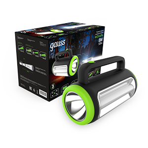 Фонарь GAUSS прожекторный модель GFL603 8W 400lm lead acid 1500mAh диммируемый LED, 4 режима, IP30,