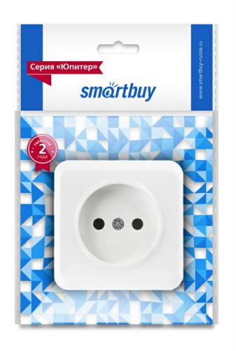 Розетка SMARTBUY 1-местная 10А, ОУ,без заземления белая, керамика "Юпитер" (SBE-03w-10-S1-N-c) (1/10
