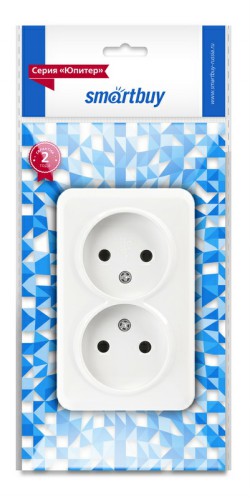 Розетка SMARTBUY 2-местная 10А, ОУ, без заземления белая, керамика "Юпитер" (SBE-03w-10-S2-N-c) (1/1