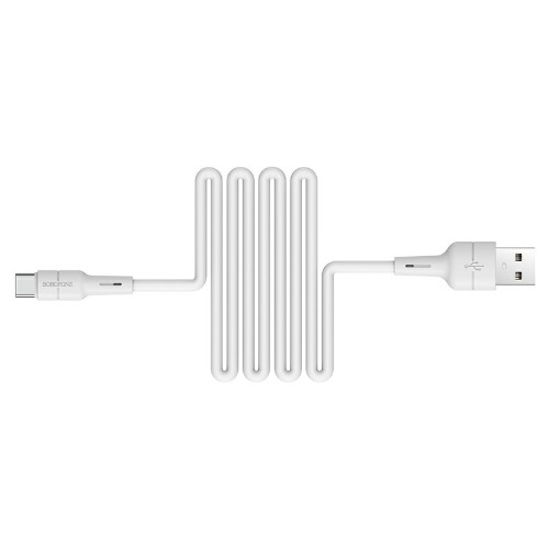 Кабель USB - Type-C Borofone BX30 Silicone, 1.0м, круглый, 3.0A, силикон, цвет: белый (1/360)
