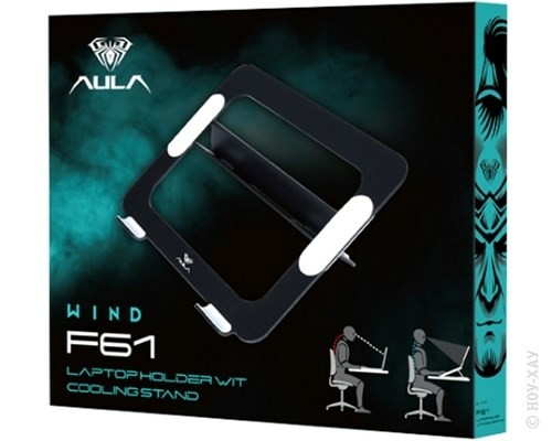 Подст.ноут/планш,AULA F61,алюминий,резина,силикон,ЦВ.Черн.265*195*125мм,Регул.по выс.,Рекомен вес: ≤