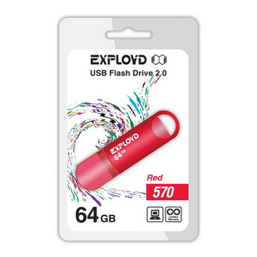 USB  64GB  Exployd  570  красный